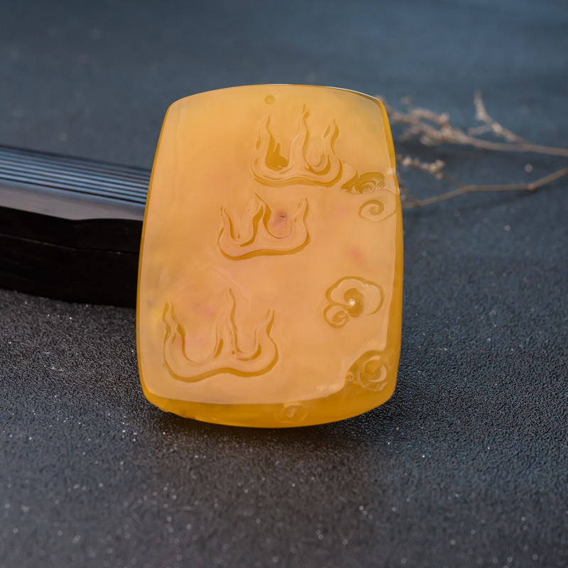 波罗的海天然蜜蜡龙牌吊坠-红掌柜