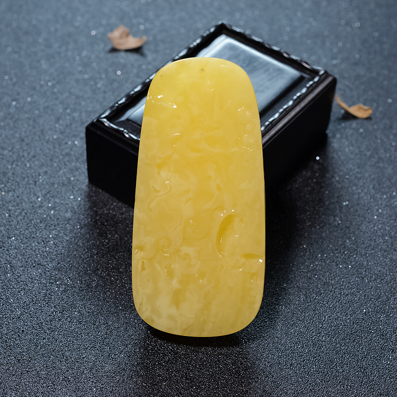 天然波罗的海鸡油黄蜜蜡吊坠-红掌柜