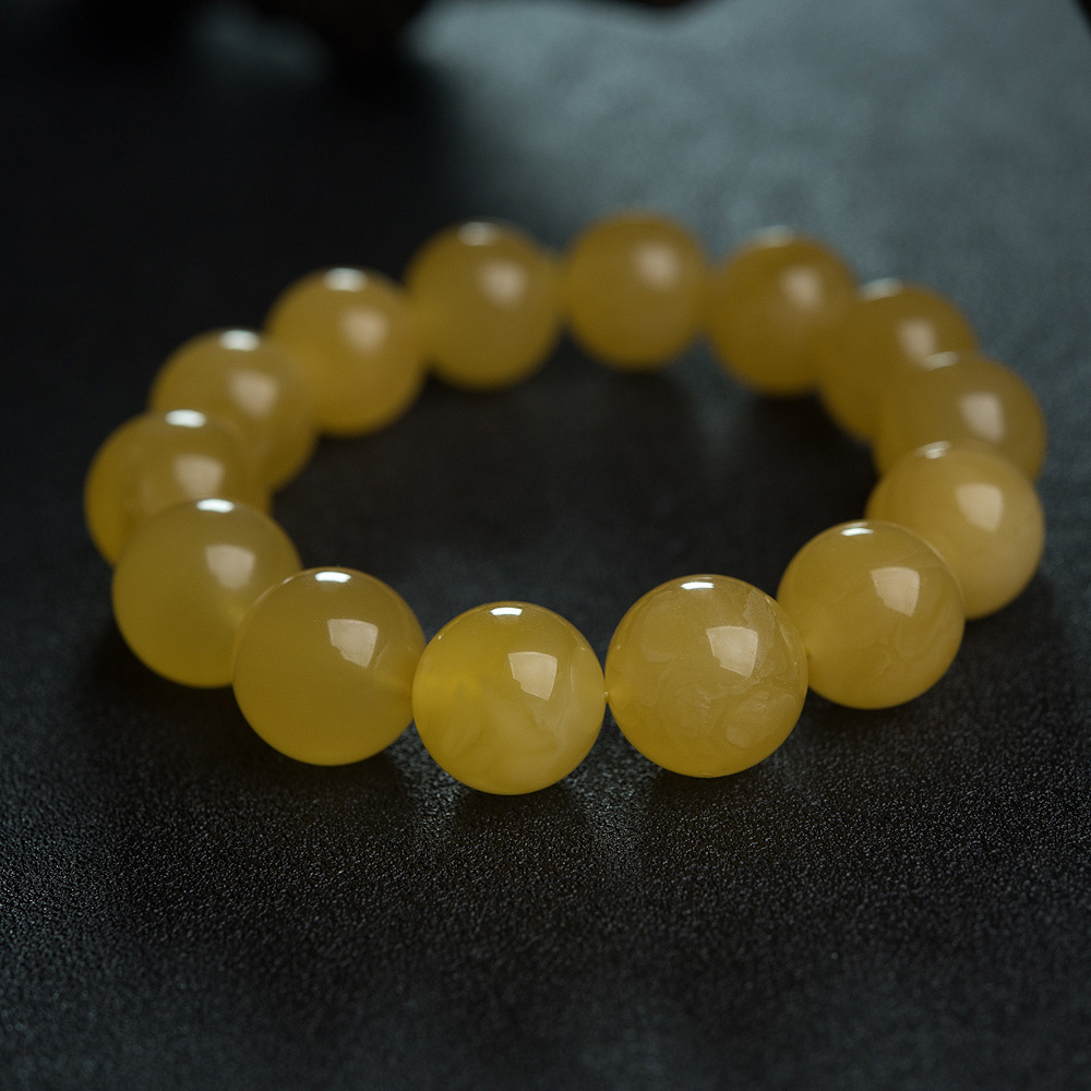 天然蜜蜡单圈手串-红掌柜