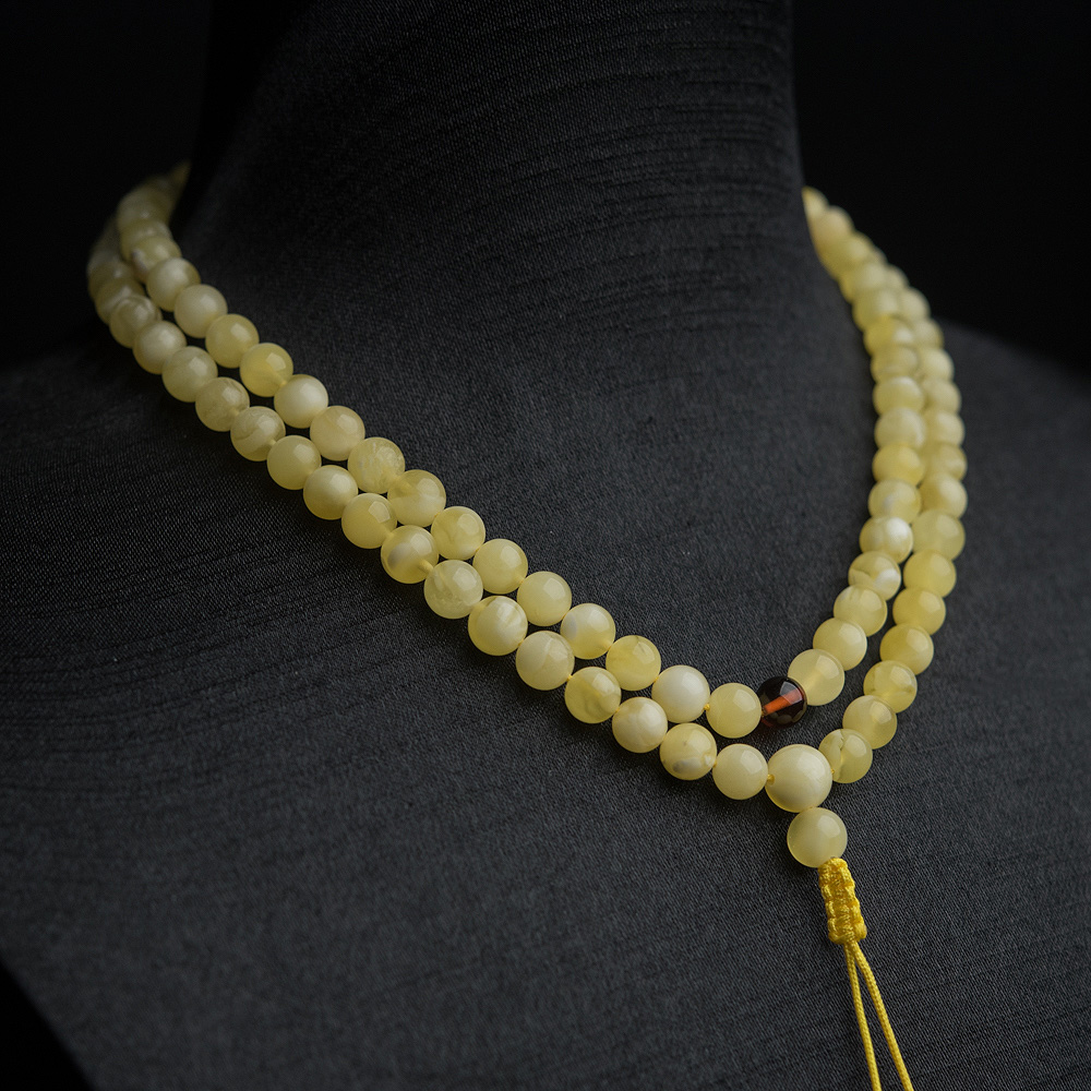 波罗的海白花蜜蜡108佛珠-红掌柜