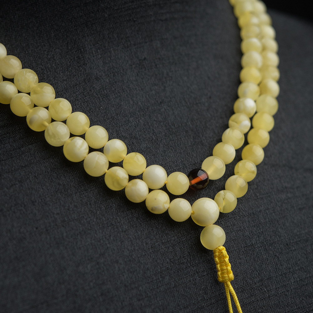 白花蜜蜡佛珠-红掌柜