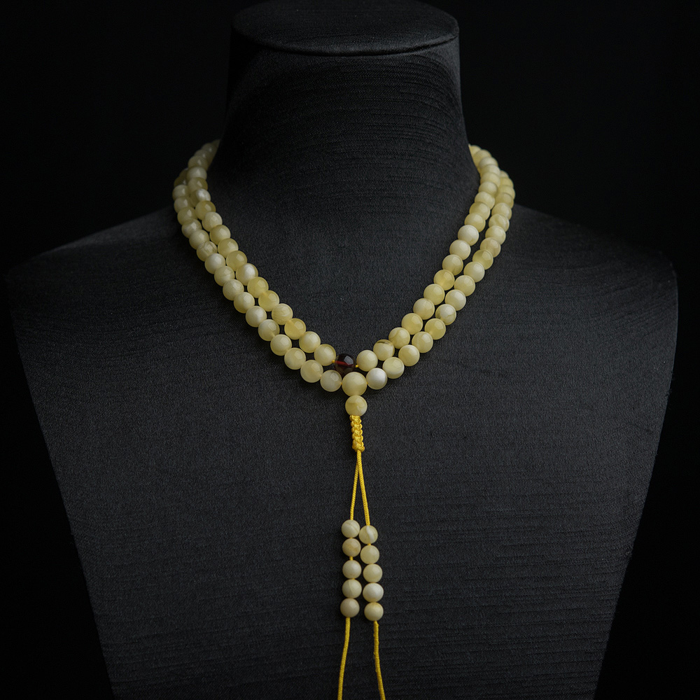 6mm白花蜜蜡108佛珠-红掌柜