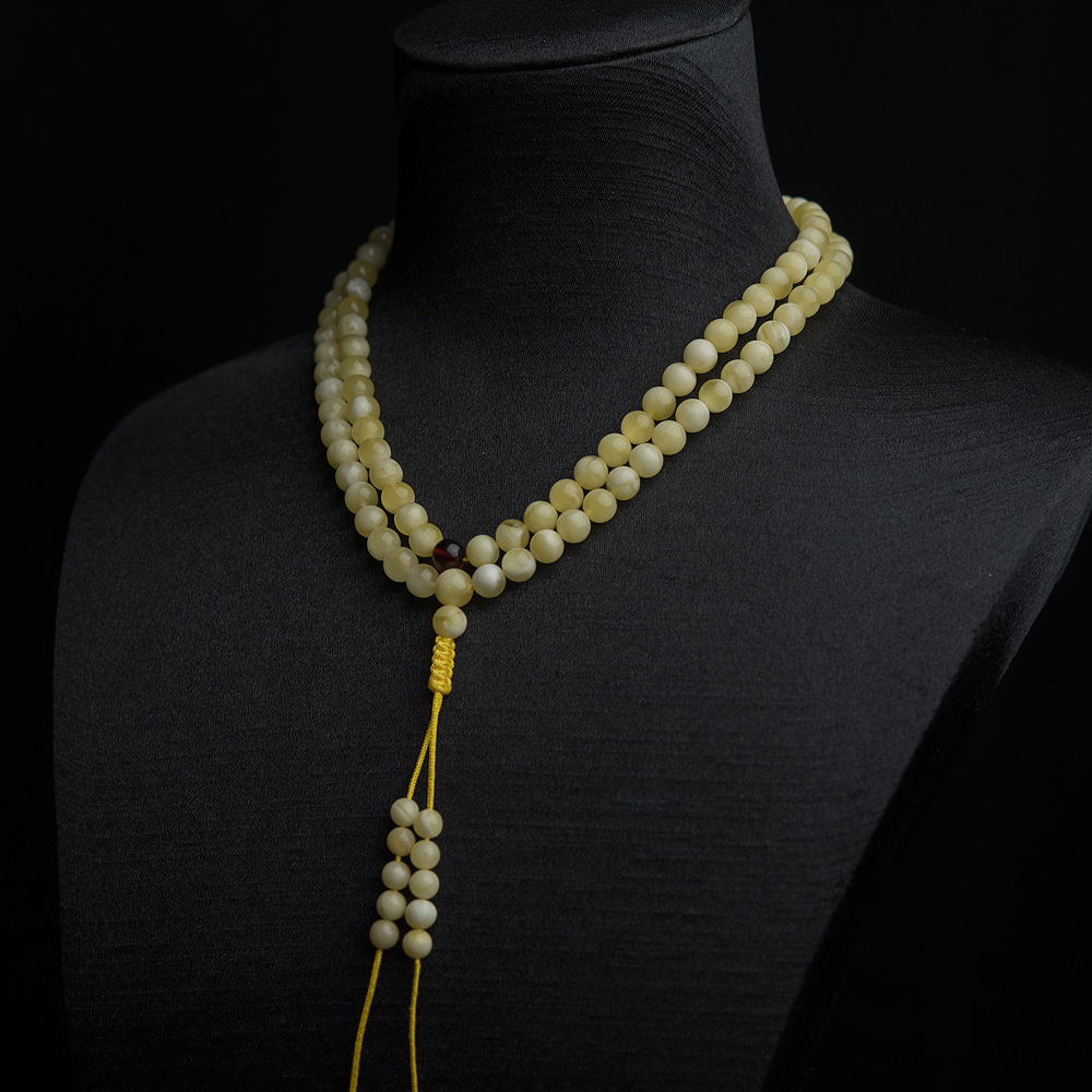 白花蜜蜡108佛珠-红掌柜