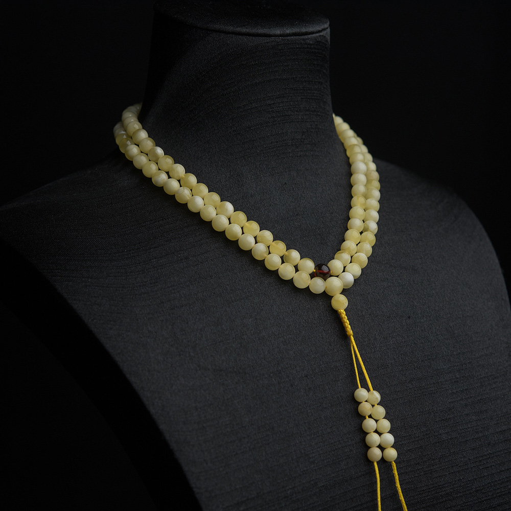 白花蜜蜡佛珠-红掌柜