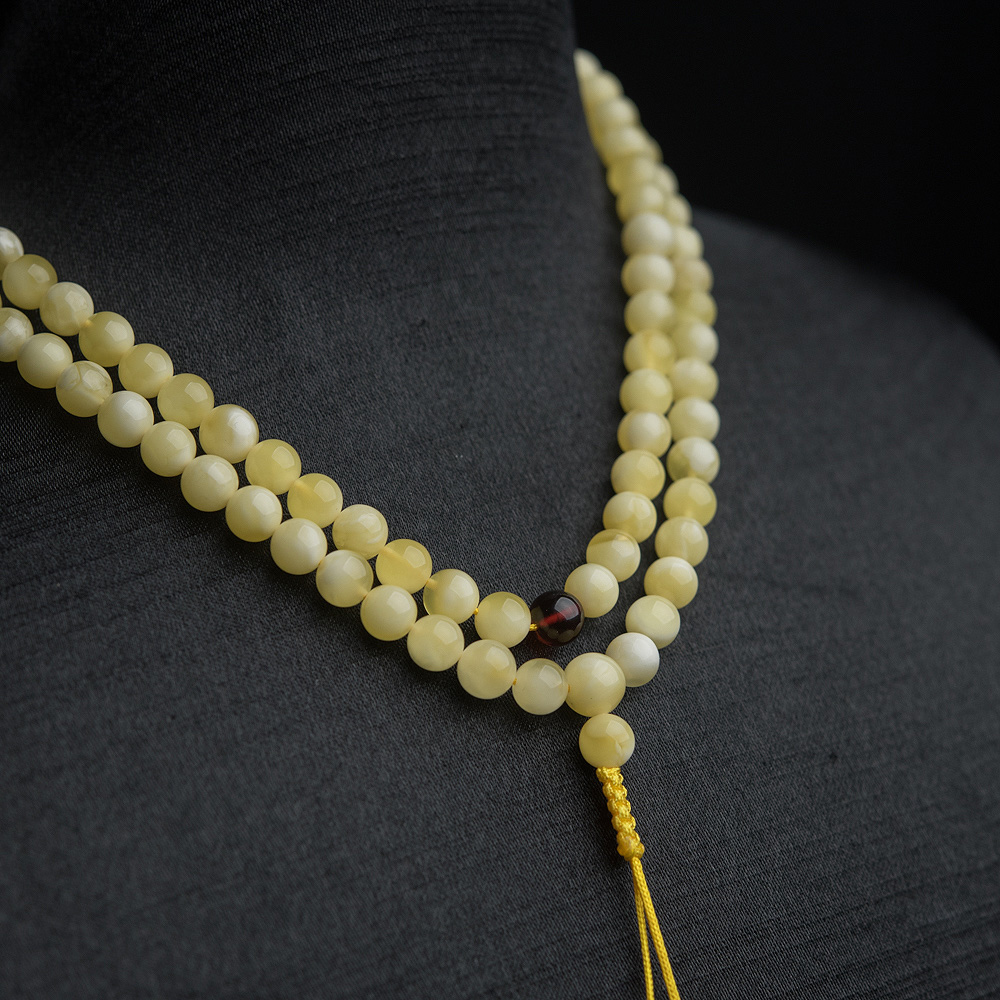 白花蜜蜡佛珠-红掌柜