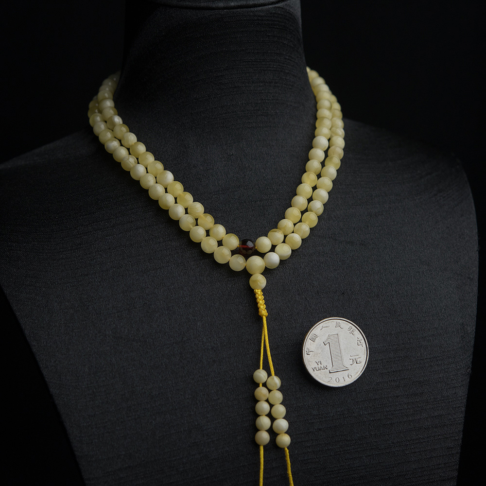 波罗的海白花蜜蜡108佛珠-红掌柜