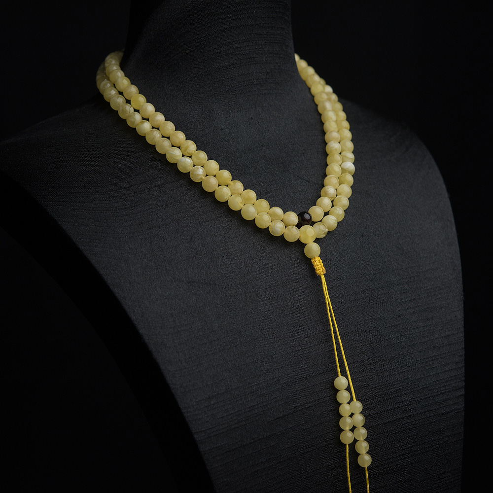 白花蜜蜡佛珠-红掌柜