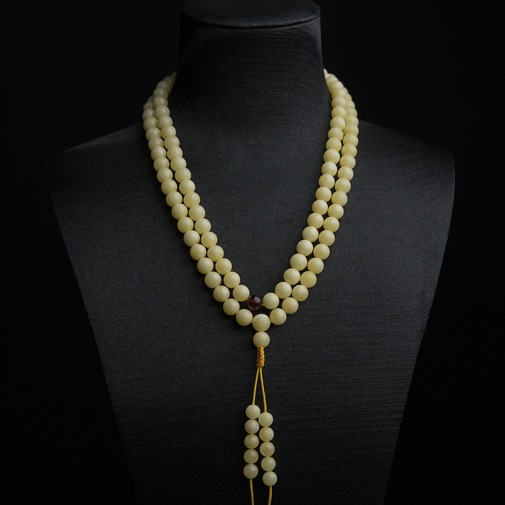 7.5mm浅黄蜜蜡108佛珠-红掌柜