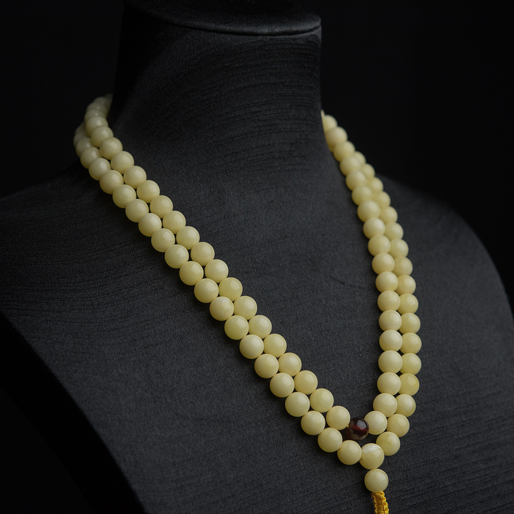 波罗的海浅黄蜜蜡108佛珠-红掌柜