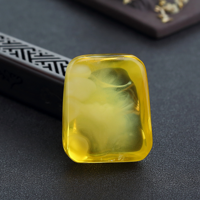 鸡油黄蜜蜡无事牌-红掌柜