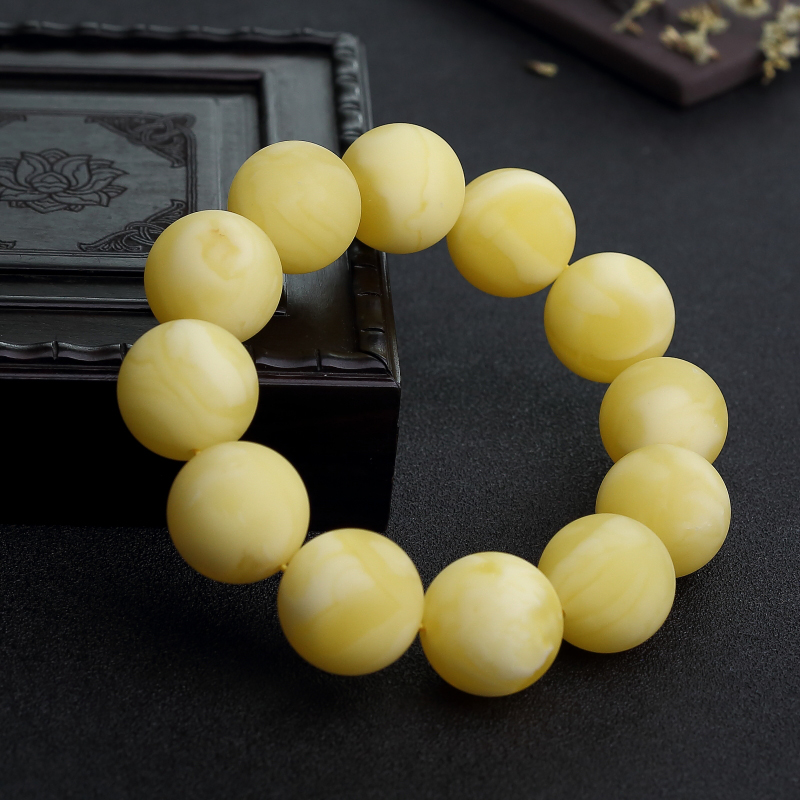 白花蜜蜡单圈手串-红掌柜