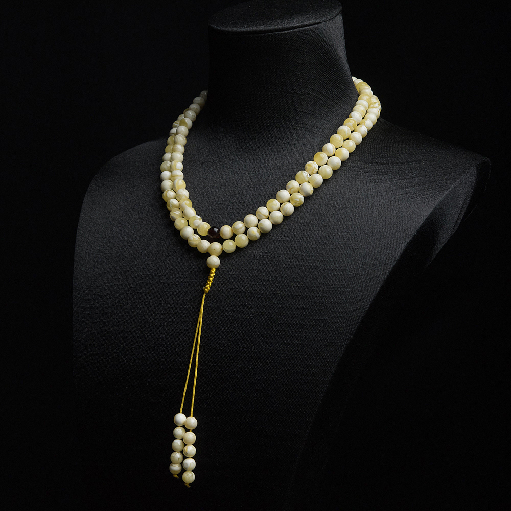 白花蜜蜡108佛珠-红掌柜