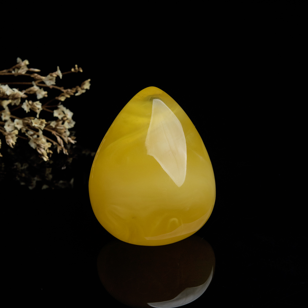 鸡油黄蜜蜡水滴吊坠-红掌柜