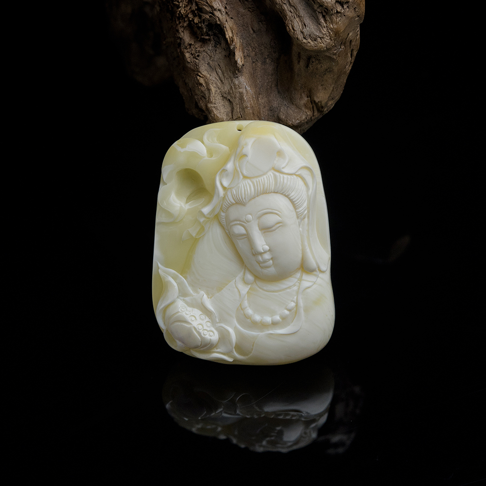 象牙白白蜜观音吊坠-红掌柜