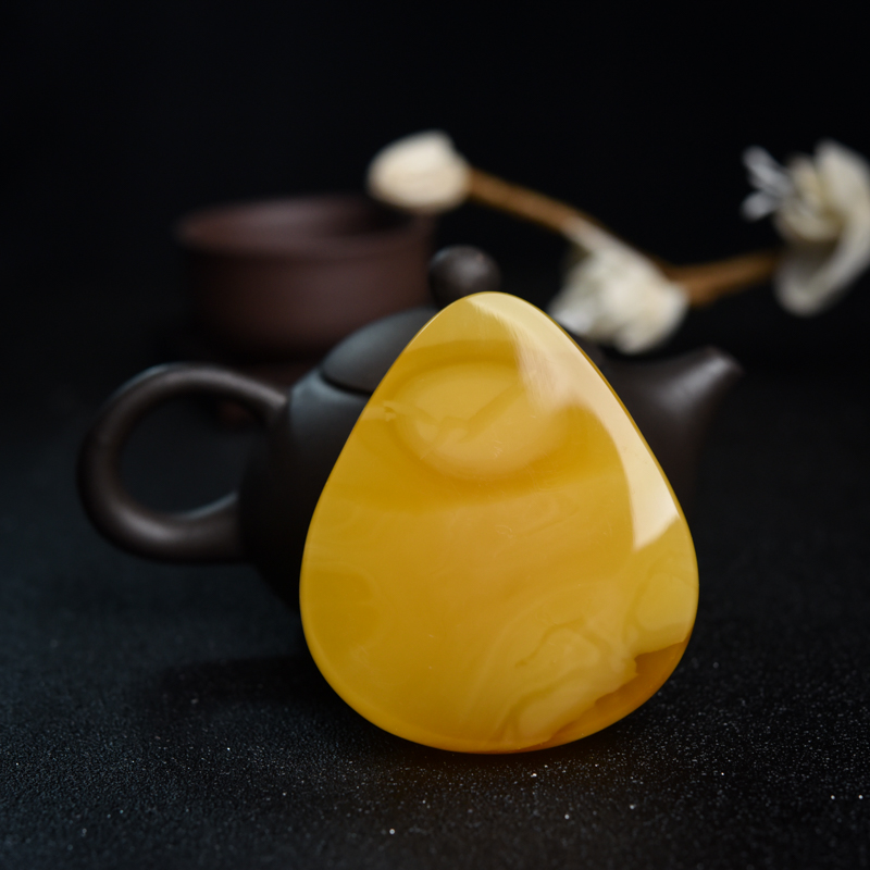 天然蜜蜡水滴吊坠-红掌柜