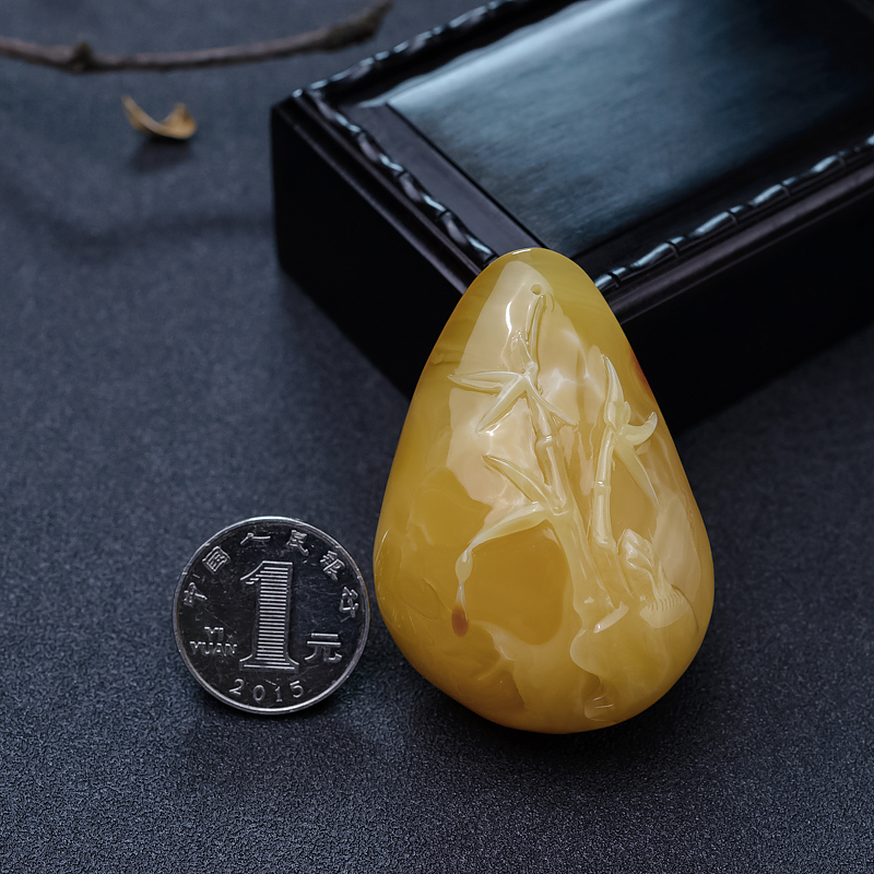 蜜蜡竹节吊坠-红掌柜