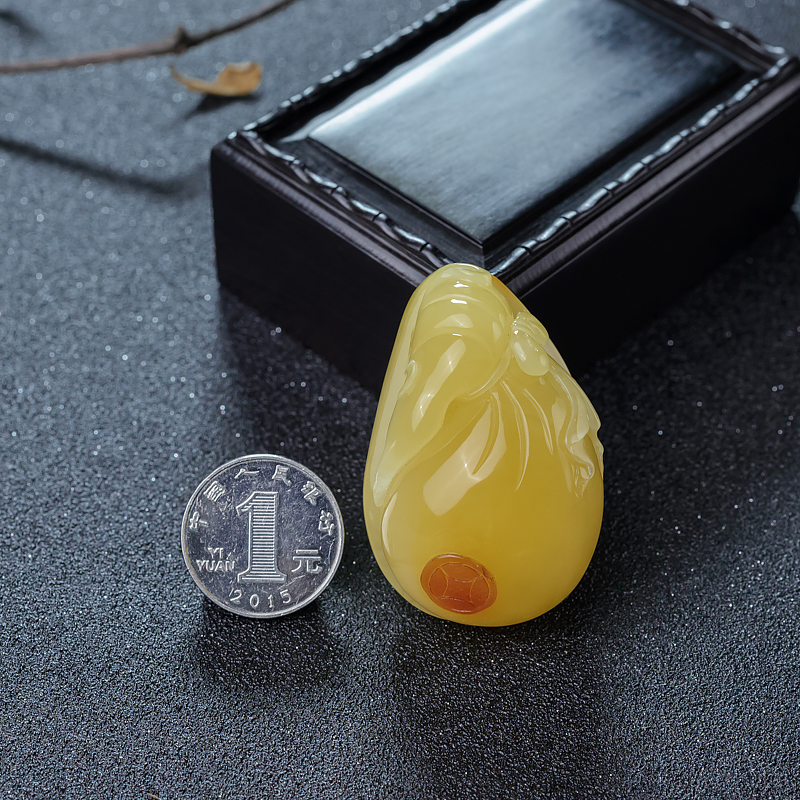 鸡油黄蜜蜡钱袋-红掌柜