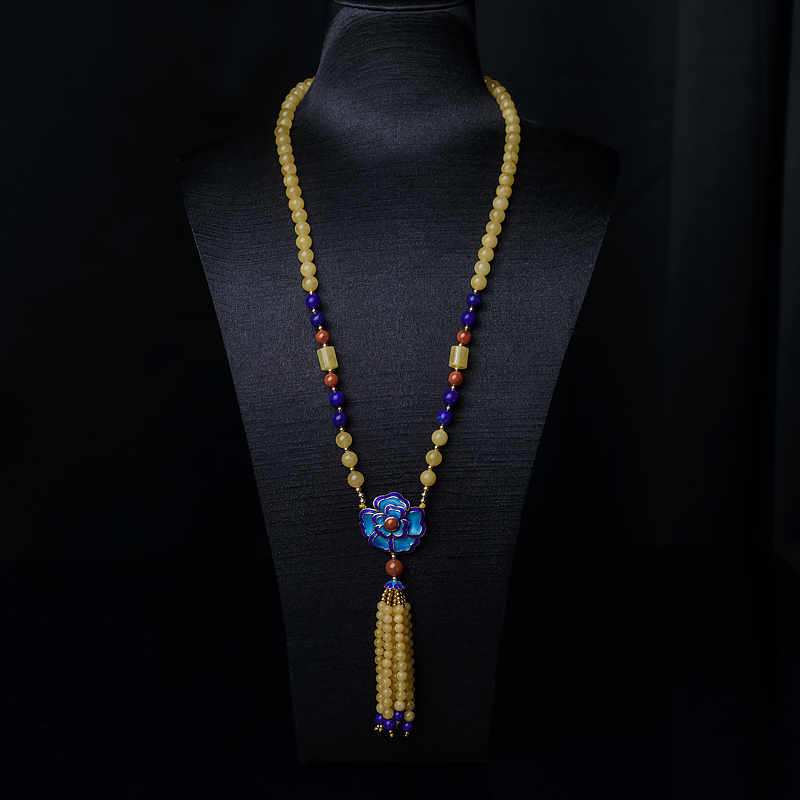 6.5mm鸡油黄蜜蜡毛衣链-红掌柜