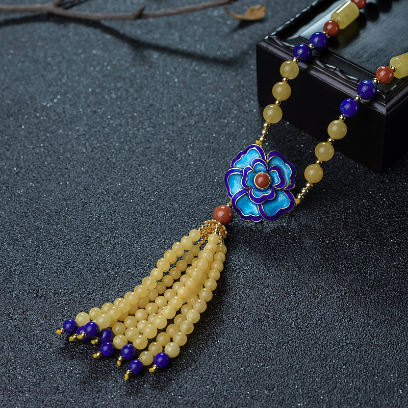 天然蜜蜡毛衣链-红掌柜