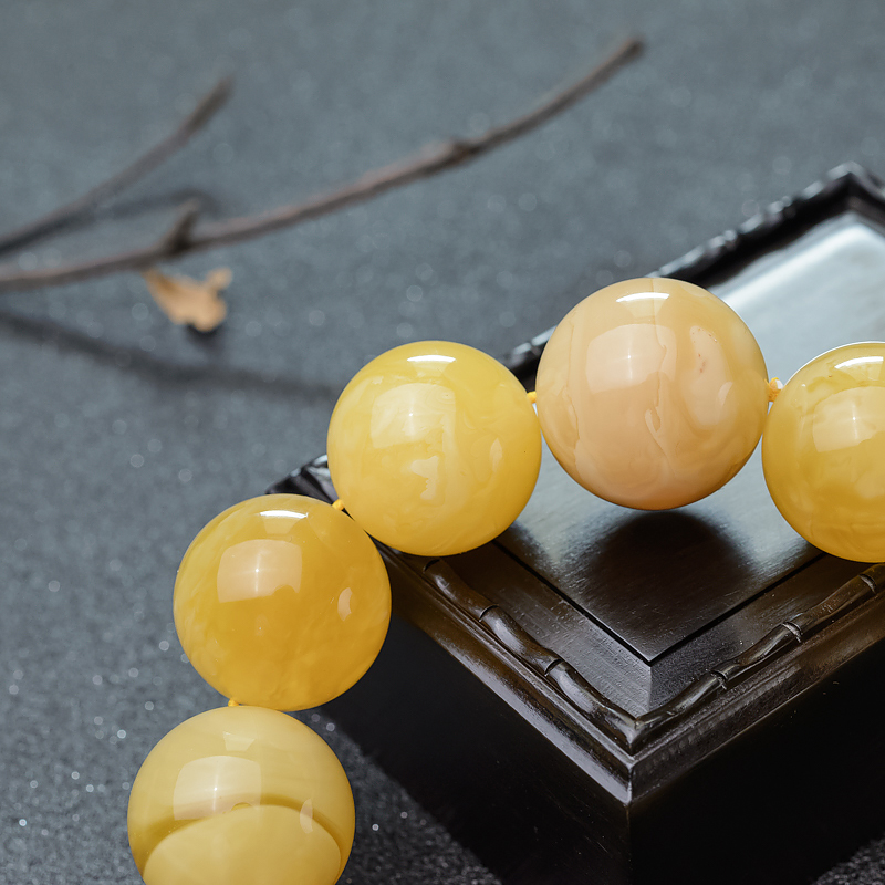 蜜蜡单圈手串-红掌柜