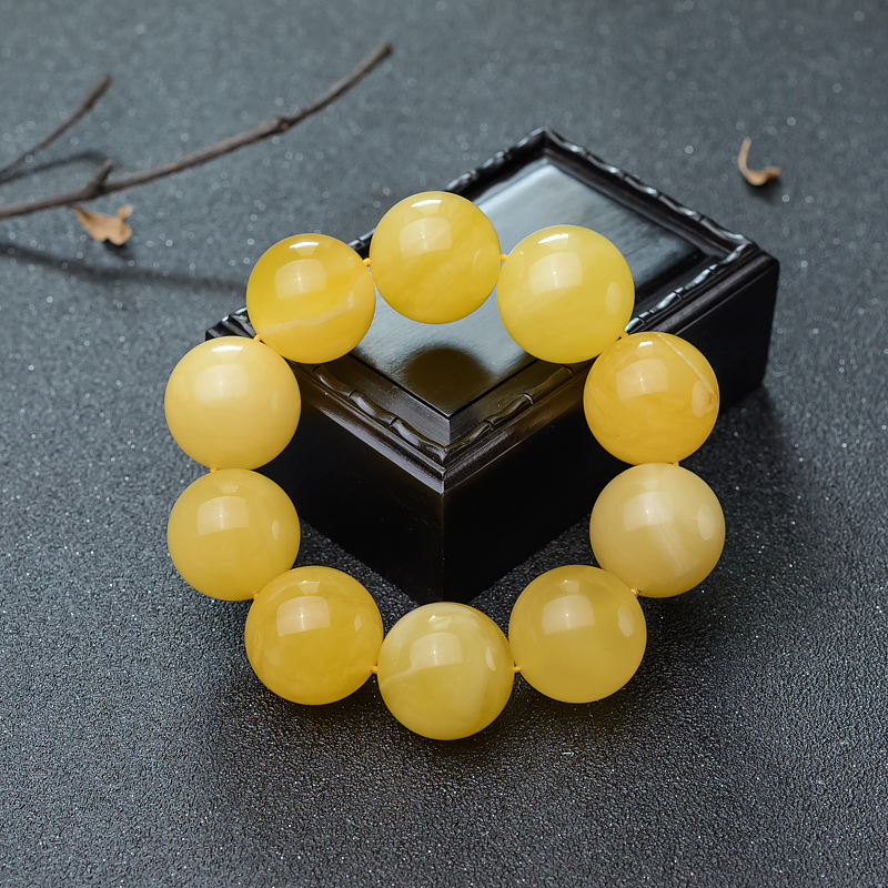 22.5mm鸡油黄蜜蜡手串-红掌柜