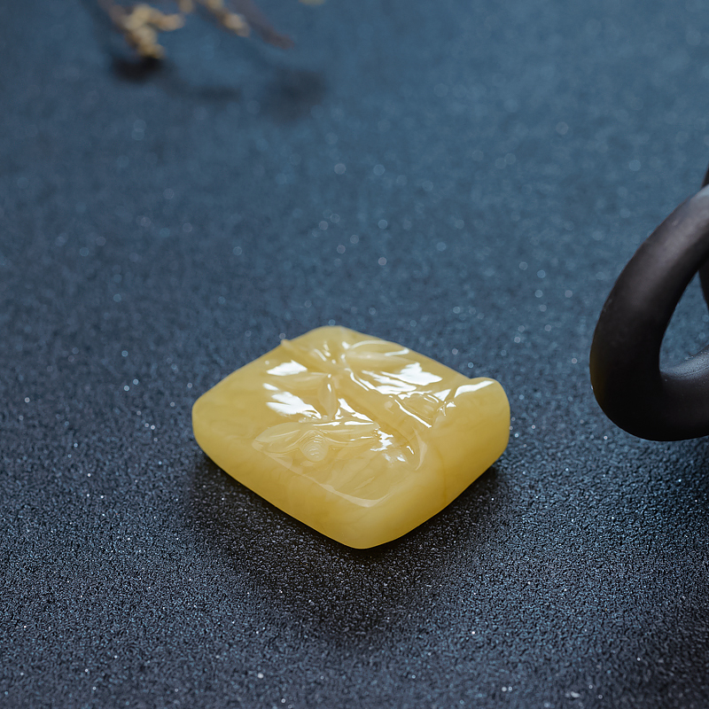 天然蜜蜡竹节吊坠-红掌柜