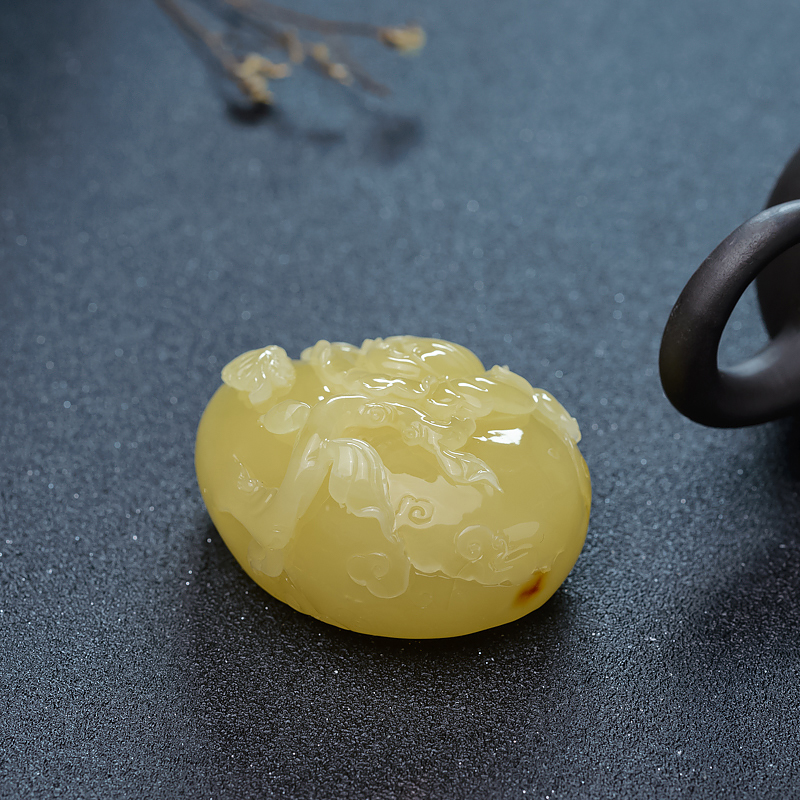 天然蜜蜡蝶恋花吊坠-红掌柜