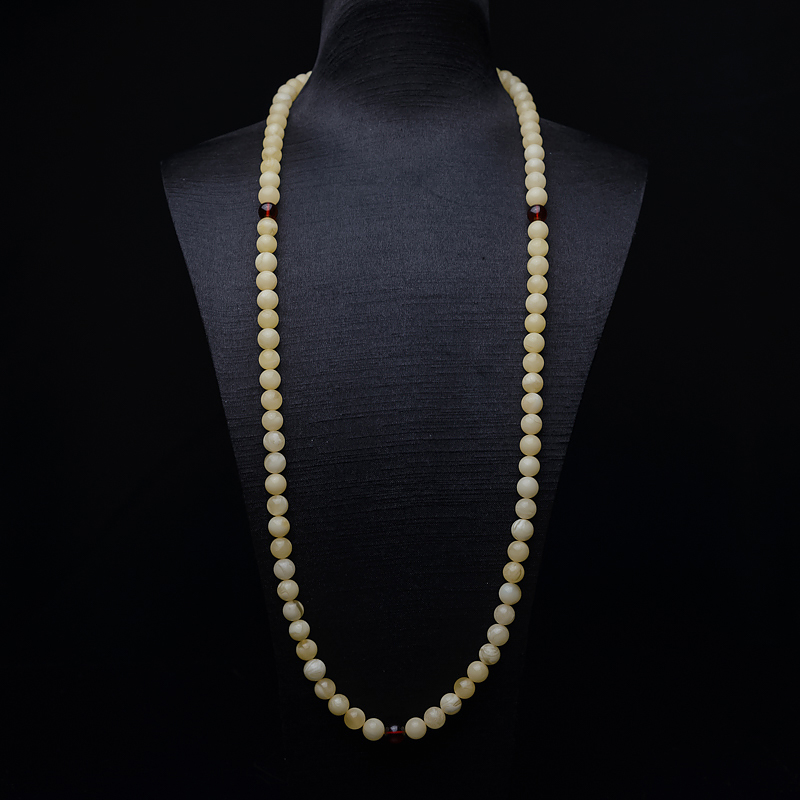 8mm白花蜜蜡108佛珠-红掌柜