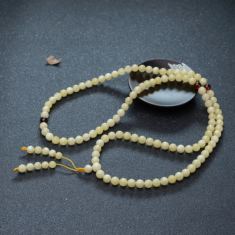 白花蜜蜡108佛珠-红掌柜