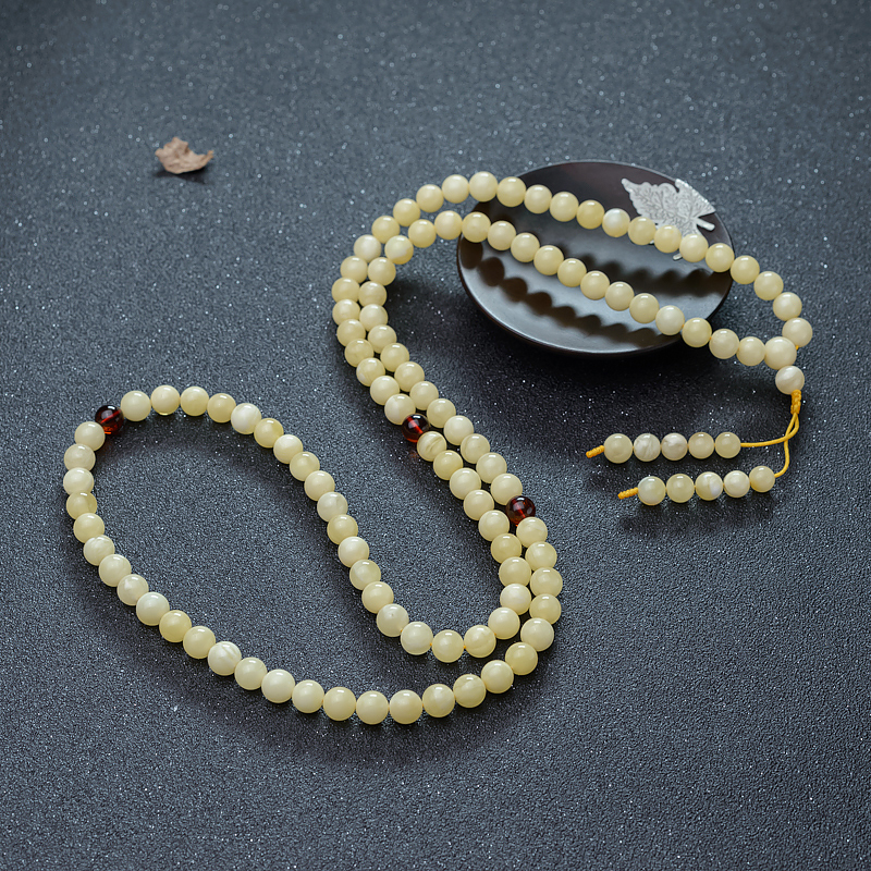 白花蜜蜡佛珠-红掌柜