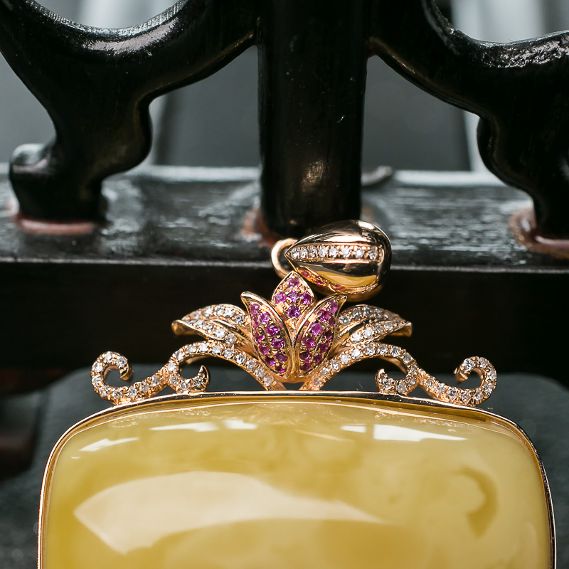 天然蜜蜡桶珠吊坠-红掌柜