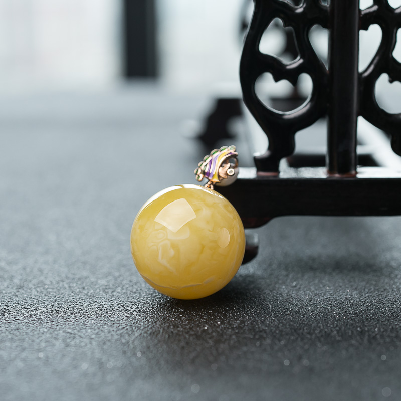 蜜蜡圆珠吊坠-红掌柜