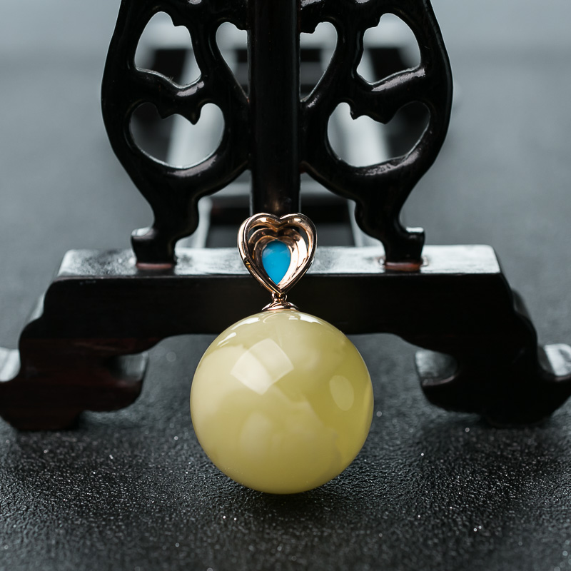 波罗的海蜜蜡圆珠吊坠-红掌柜