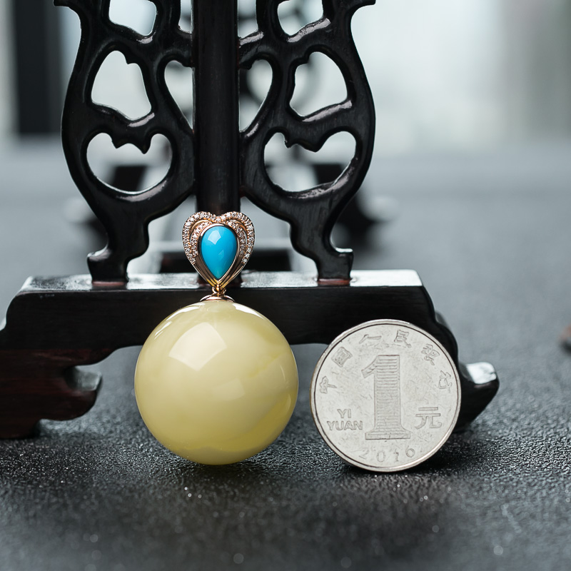 蜜蜡圆珠吊坠-红掌柜