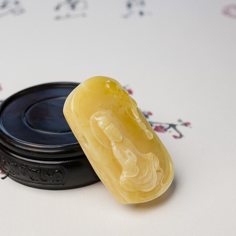 鸡油黄蜜蜡吊坠-红掌柜