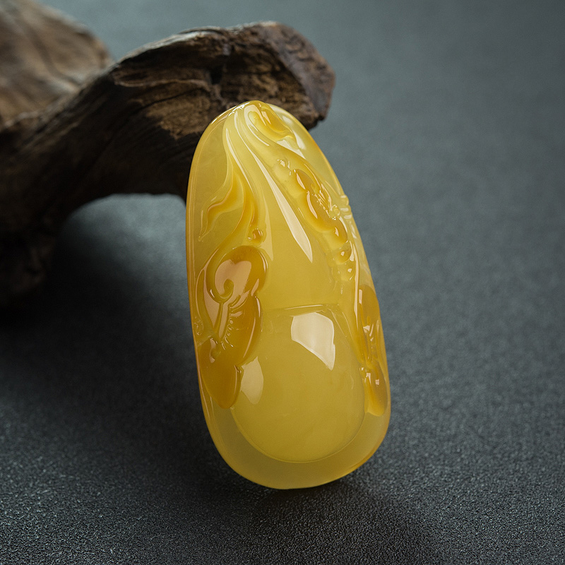 天然俏色蜜蜡葫芦吊坠-红掌柜