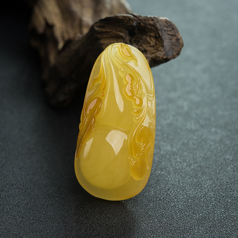 波罗的海俏色蜜蜡葫芦吊坠-红掌柜