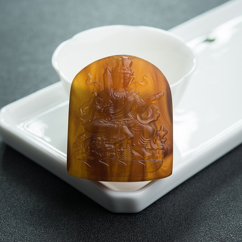 棕珀文殊菩萨吊坠-红掌柜