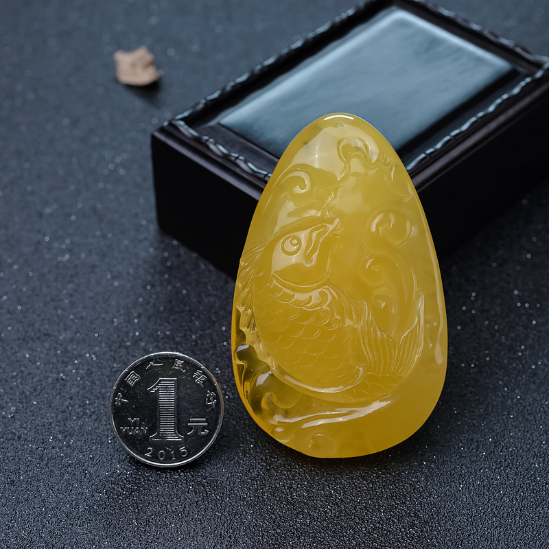 天然鸡油黄蜜蜡吊坠-红掌柜