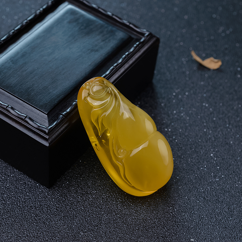 波罗的海鸡油黄蜜蜡葫芦吊坠-红掌柜