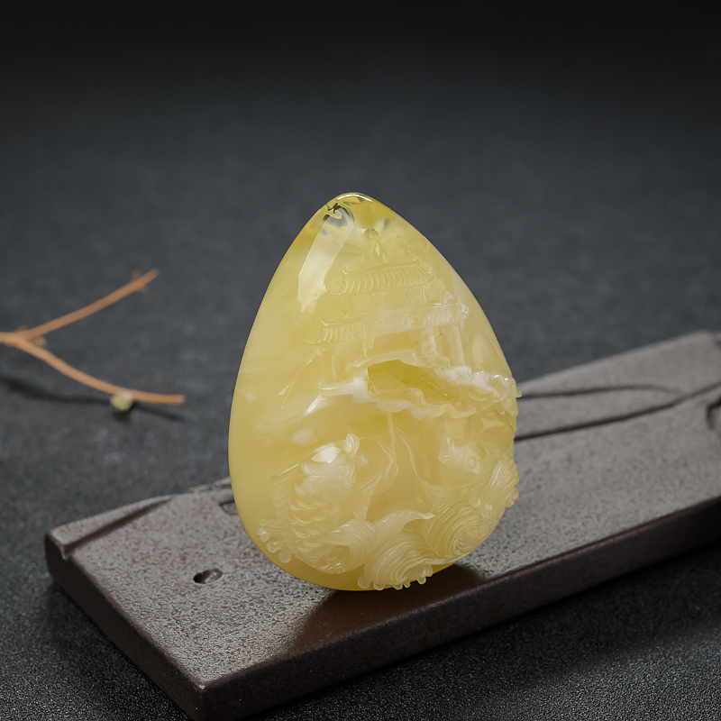 柠檬黄蜜蜡吊坠-红掌柜