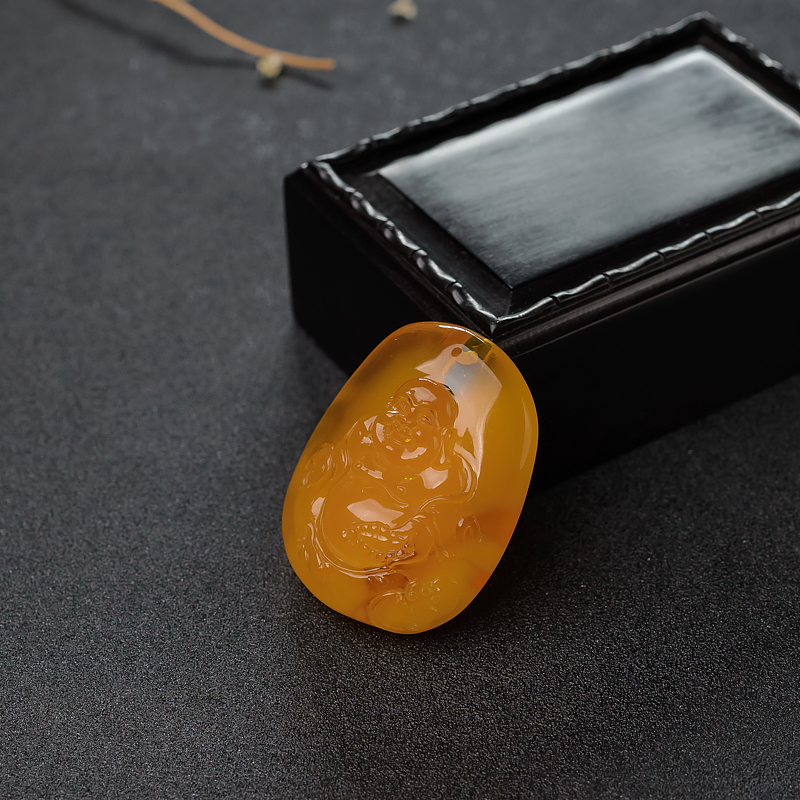 蜜蜡弥勒佛吊坠-红掌柜