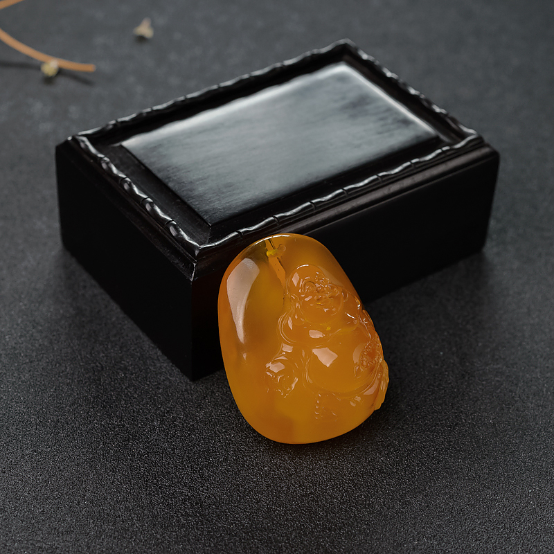 鸡油黄蜜蜡吊坠-红掌柜