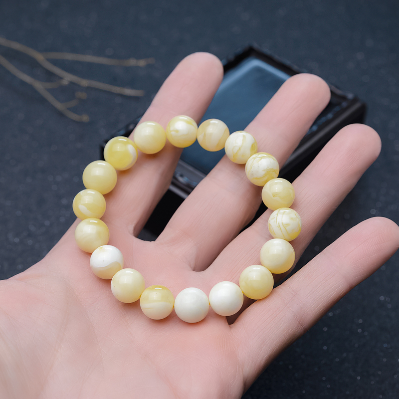 白花蜜蜡手串-红掌柜