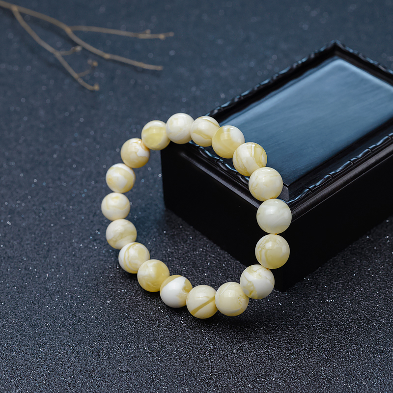 白花蜜蜡单圈手串-红掌柜