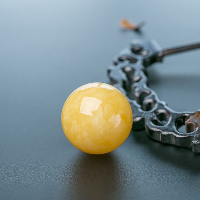 鸡油黄蜜蜡圆珠-红掌柜