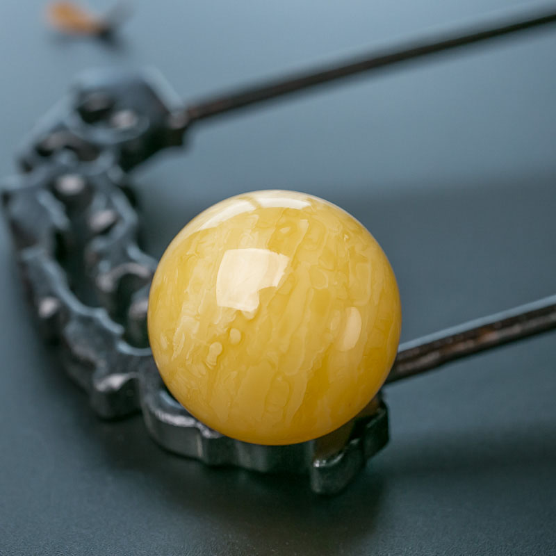 鸡油黄蜜蜡圆珠-红掌柜