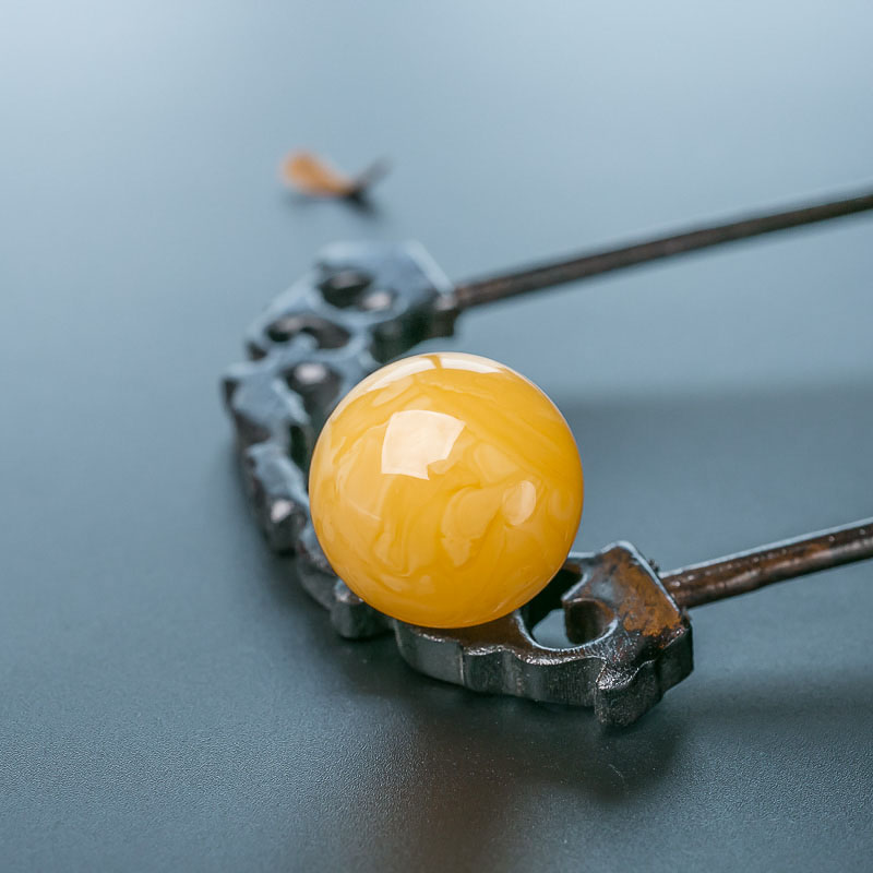 31mm鸡油黄蜜蜡圆珠-红掌柜