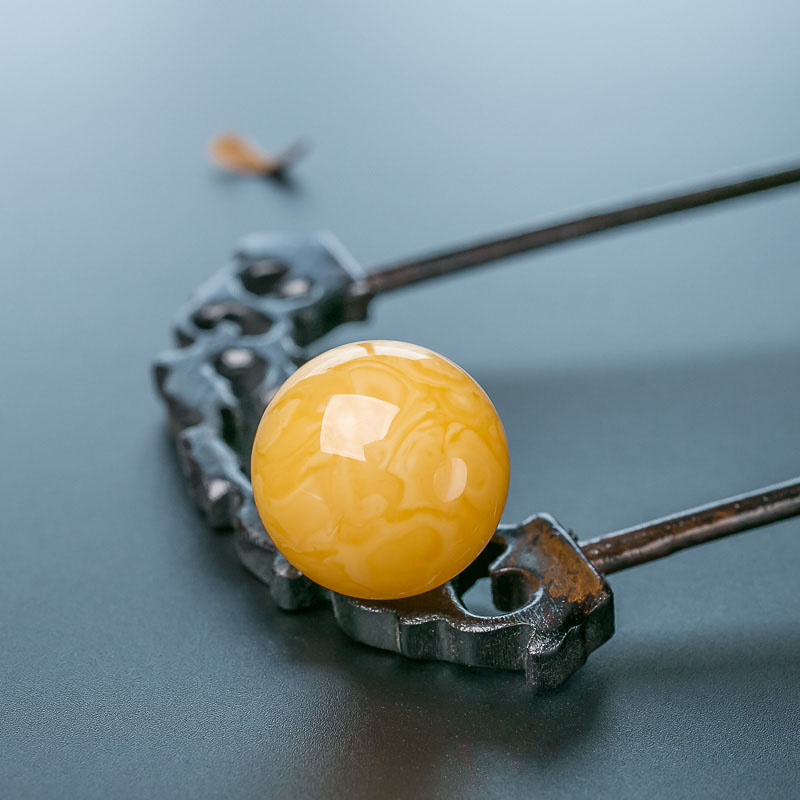 鸡油黄蜜蜡圆珠-红掌柜