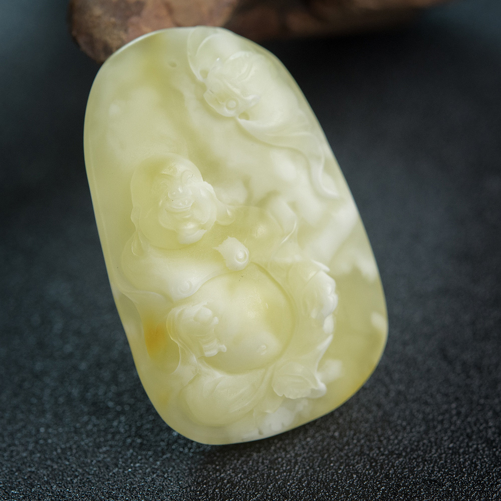 波罗的海蜜蜡弥勒佛吊坠-红掌柜